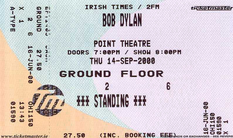 Promoters are still hoping to arrange a second concert in Dublin on September 13, 2000. However, this concert will not be at The Point but at a smaller venue elsewhere in the city.